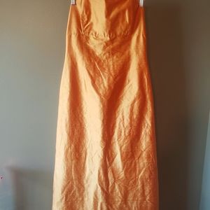 Serafina Yellow Silk Strapless Dress sz8